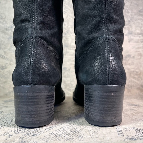 Paul Green Women's Black Suede Leather Buckle Zippered Tall Boots - Picture 8 of 15